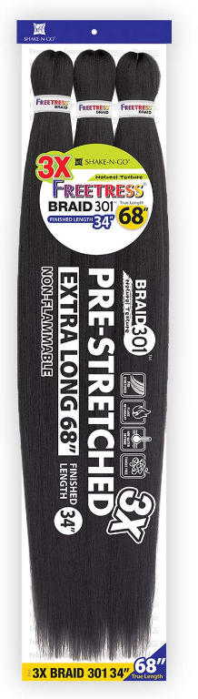 Freetress 3X Braid 301 Pre-Stretched 68″ – Finished Length 34″