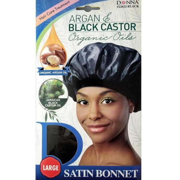 Donna Silky Soft Satin Bonnet — Large Black
